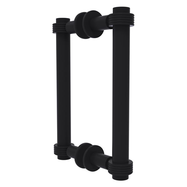 Allied Brass Contemporary Matte black 8-in Back to Back Shower Door Pull with Grooved Accent