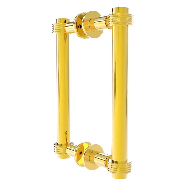 Allied Brass Contemporary Polished brass 8-in Back to Back Shower Door Pull with Grooved Accent