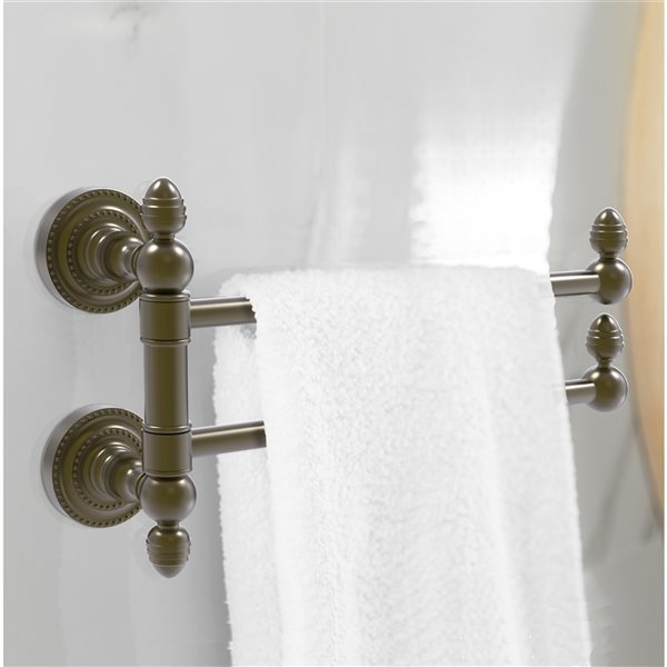 Allied Brass Dottingham Collection 2-Swing Arm Towel Rail in Antique Brass