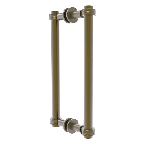 Allied Brass Antique Brass Contemporary 12-in Back to Back Shower Door Pull with Grooved Accent