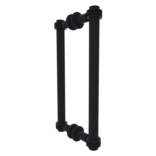 Allied Brass Matte Black Contemporary 12-in Back to Back Shower Door Pull with Dotted Accent