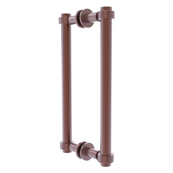 Allied Brass Antique Copper Contemporary 12-in Back to Back Shower Door Pull with Grooved Accent