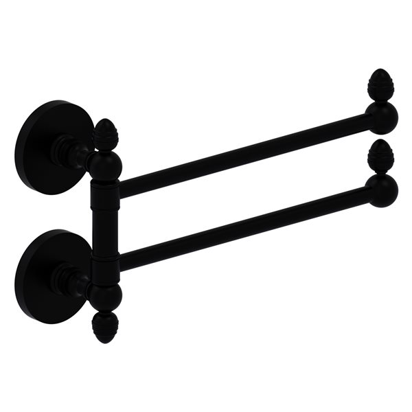 Allied Brass Prestige Skyline Collection 2-Swing Arm Towel Rail in Matte Black