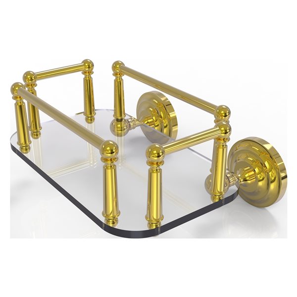 Allied Brass Que New Polished Brass 1-Tier Brass Wall Mount Bathroom Shelf
