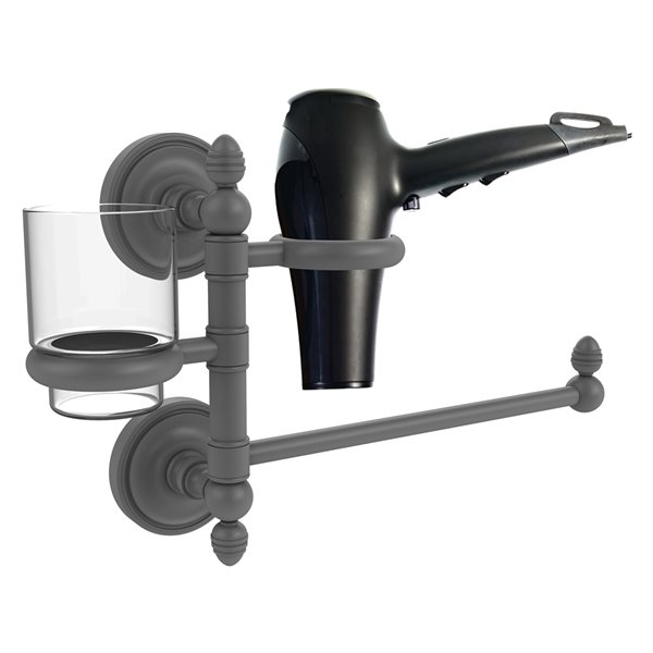 Allied Brass Prestige Regal Matte Grey Brass Hair Dryer Holder