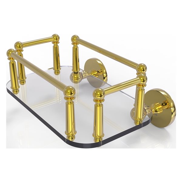 Allied Brass Prestige Skyline Polished Brass 1-Tier Brass Wall Mount Bathroom Shelf