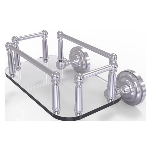 Allied Brass Que New Satin Chrome 1-Tier Brass Wall Mount Bathroom Shelf
