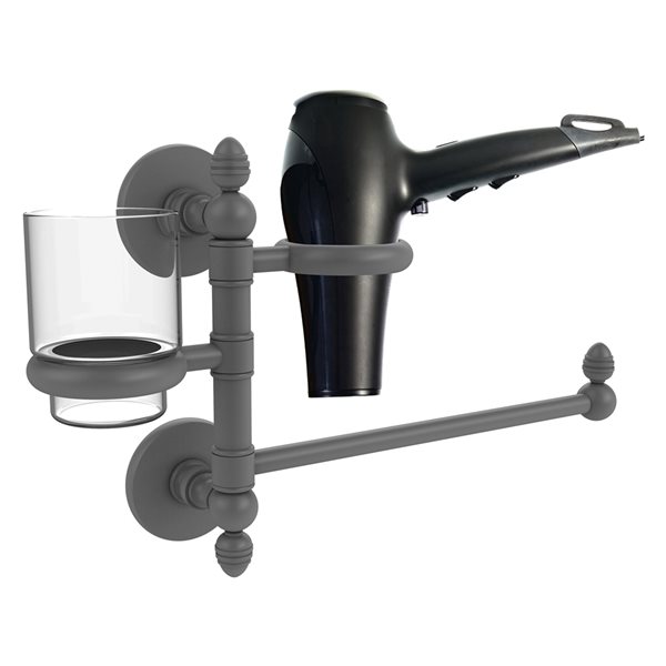 Allied Brass Prestige Skyline Matte Grey Brass Hair Dryer Holder