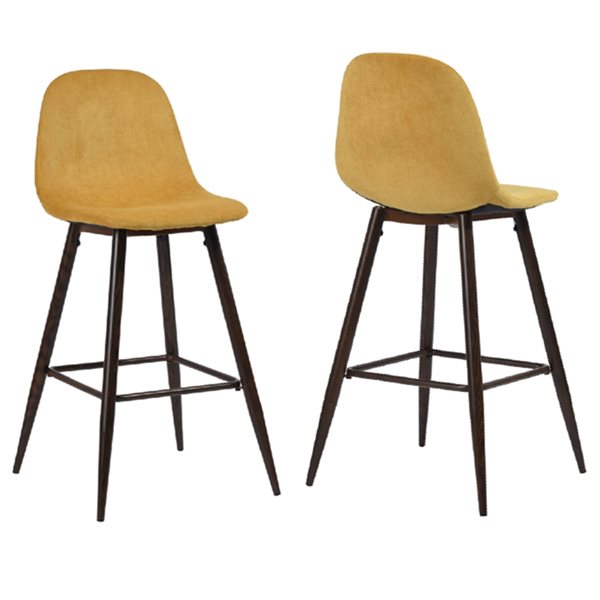 Homycasa Charlton Yellow Counter Height (22-in to 26-in) Upholstered Bar Stool - 2-Pack
