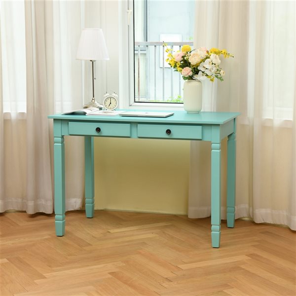 FurnitureR Osmin 43.3-in Green Traditional Writing Desk