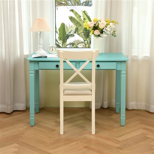 FurnitureR Osmin 43.3-in Green Traditional Writing Desk
