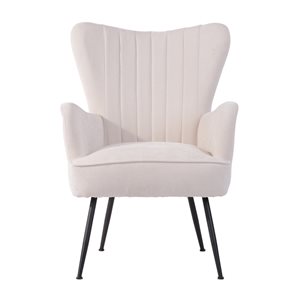 Homycasa Wing Modern White Polyester Accent Chair