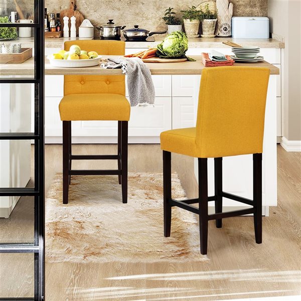 Homycasa Kiki Yellow Counter Height 22 in to 26 in Upholstered