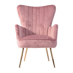 FurnitureR Wing Modern Rose Polyester Accent Chair