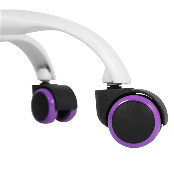 Homy Casa Carnation White Purple Ergonomic Adjustable Height Swivel Desk Chair