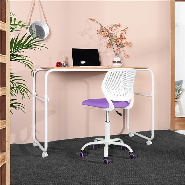 Homy Casa Carnation White Purple Ergonomic Adjustable Height Swivel Desk Chair