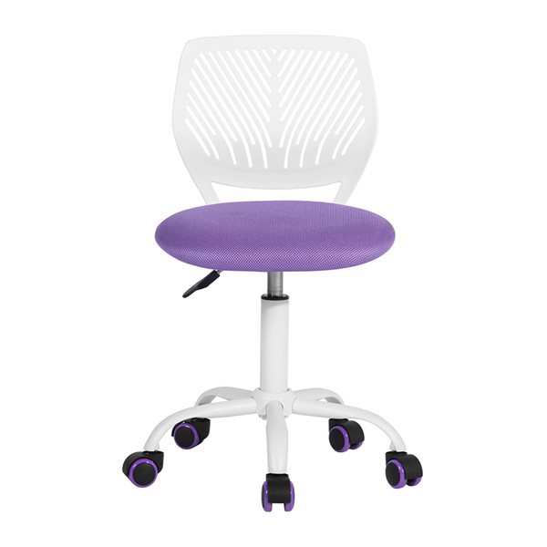 Homy Casa Carnation White Purple Ergonomic Adjustable Height Swivel Desk Chair