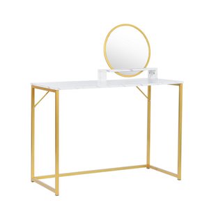 Homycasa Jay 41.3-in White and Gold Marble Makeup Vanity