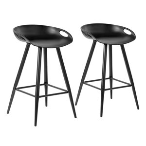 Homycasa Fiyan Black Counter Height (22-in to 26-in) Upholstered Bar Stool - 2-Pack