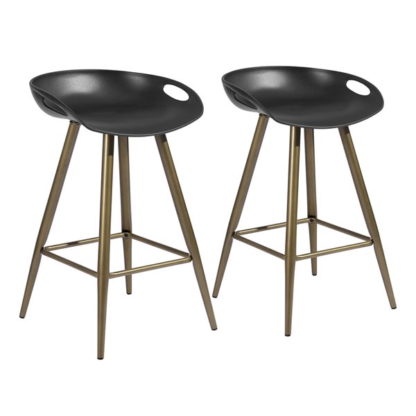Furniturer Fiyan Black And Bronze, Round Metal Counter Height Stools