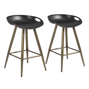 Homycasa Fiyan Black and Bronze Counter Height (22-in to 26-in) Bar Stool - 2-Pack