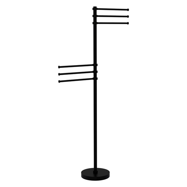 Allied Brass Matte Black Freestanding Towel Rack with 6 Pivoting 12-in Arms