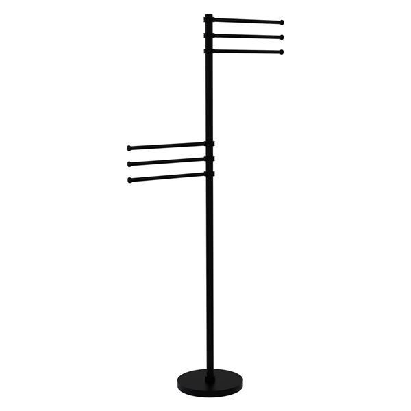 Allied Brass Matte Black Towel Stand with 6 Pivoting 12-in Arms