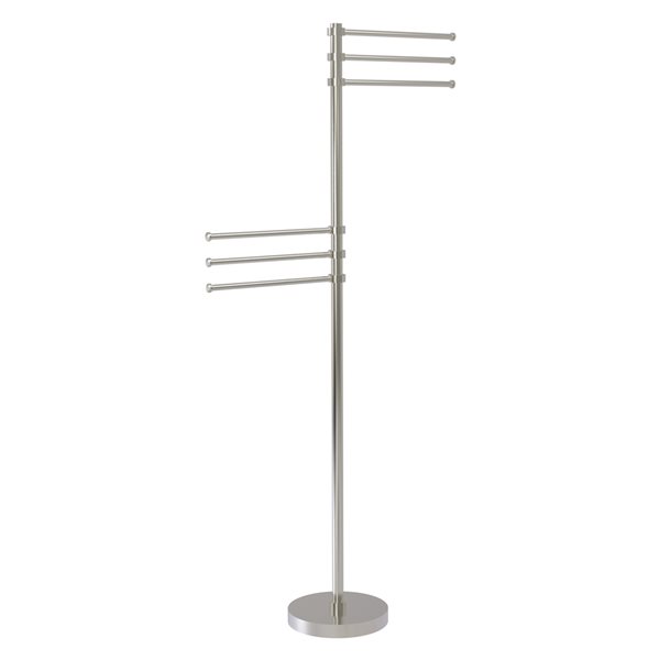 Allied Brass Satin Nickel Freestanding Towel Rack with 6 Pivoting 12-in Arms