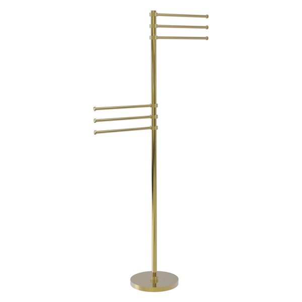 Allied Brass Towel Stand with 6 Pivoting 12-in Arms in Unlacquered Brass