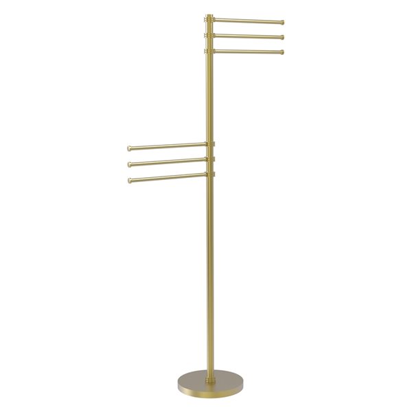 Allied Brass Satin Brass Towel Stand with 6 Pivoting 12-in Arms