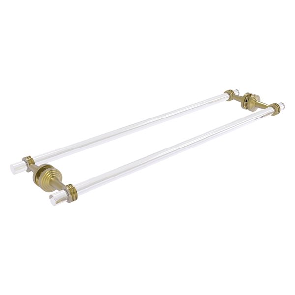 Allied Brass Pacific Beach 30-in Back to Back Shower Door Towel Bar with Dotted Accents in Satin Brass