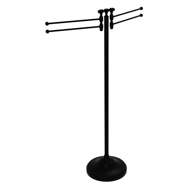 Allied Brass Retro Wave Matte Black Freestanding Towel Rack