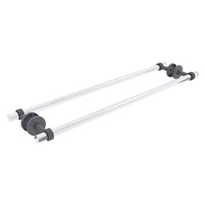 Allied Brass Clearview 30-in Back to Back Shower Door Towel Bar with Grooved Accents in Matte Grey