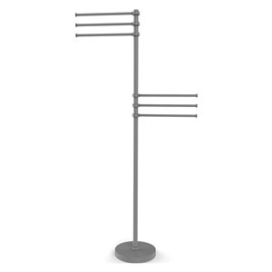 Allied Brass Matte Grey Freestanding Towel Rack with 6 Pivoting 12-in Arms