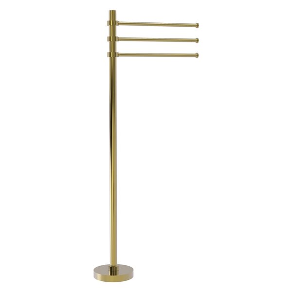 Allied Brass Unlacquered Brass Freestanding Towel Rack with 3 Pivoting 12-in Arms