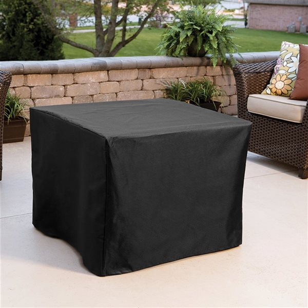 Backyard Basics Black Polyester Square Fire Pit Cover