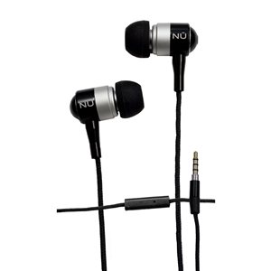 NuPower Black Stereo Earbuds with Built-In Microphone and Comfort caps