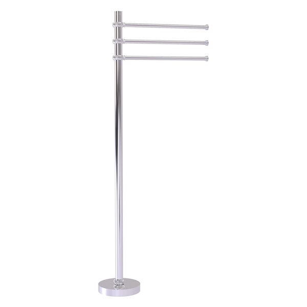 Allied Brass Towel Stand with 3 Pivoting 12-in Arms in Polished Chrome