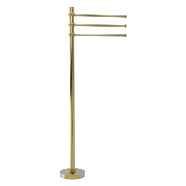 Allied Brass Towel Stand with 3 Pivoting 12-in Arms - Unlacquered Brass