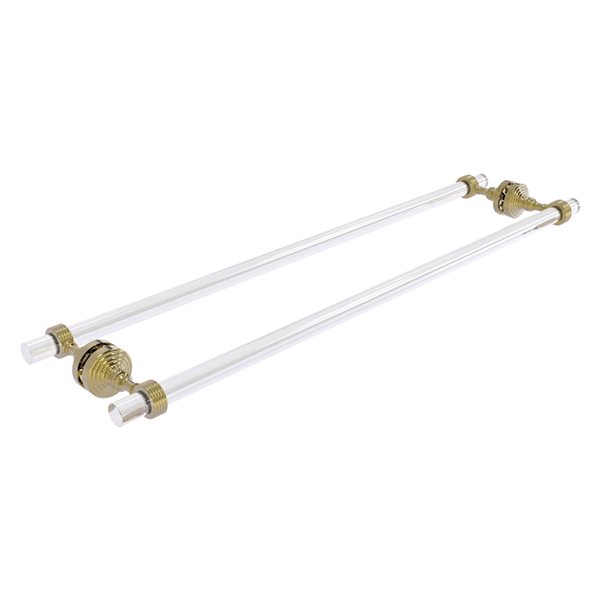 Pacific Grove Unlacquered Brass 30-in Back to Back Shower Door Towel Bar with Grooved Accents