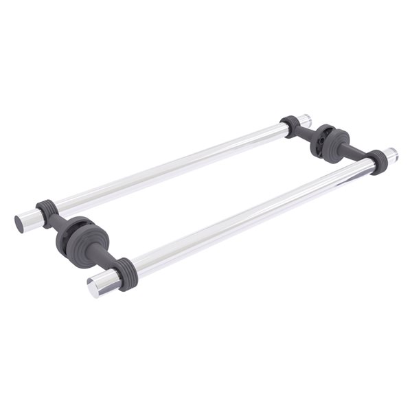 Pacific Beach Matte Grey 18-in Back to Back Shower Door Towel Bar with Grooved Accents