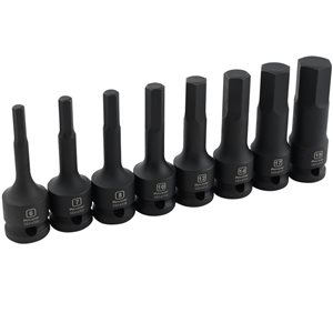 Dynamic Tools 8-Piece Standard SAE and Metric Combination 1/2-in Drive 6-Point Impact Socket Set