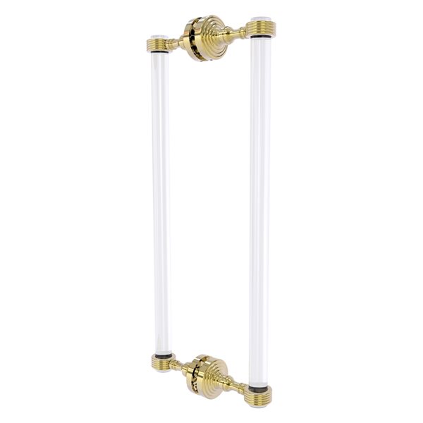 Allied Brass Pacific Grove Unlacquered Brass 18-in Hinged Shower Door Pull with Grooved Accents