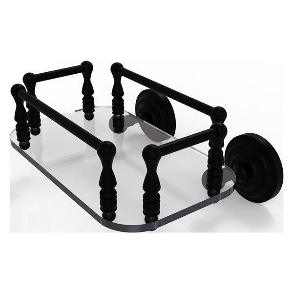 Allied Brass Que New Matte Black Wall Mount Glass Bathroom Shelf