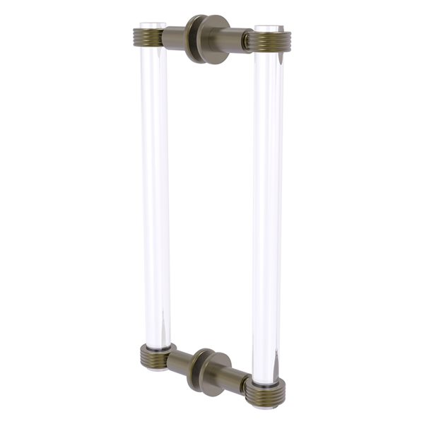 Allied Brass Clearview Collection Antique Brass 12-in Hinged Shower Door Pull with Grooved Accents