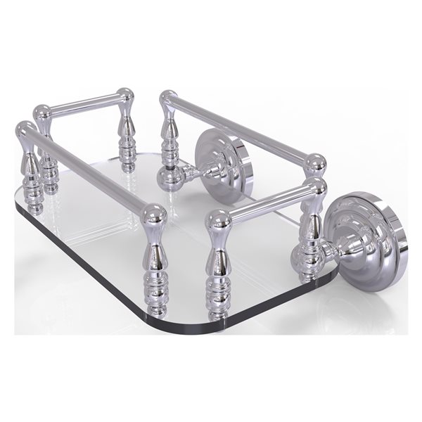 Allied Brass Que New Polished Chrome Wall Mount Glass Bathroom Shelf