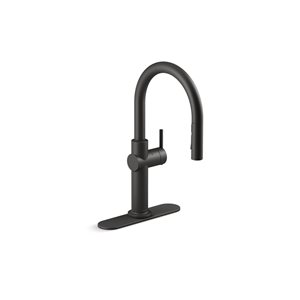 KOHLER Crue Black Touchless Pull-Down Single-Handle Kitchen Faucet