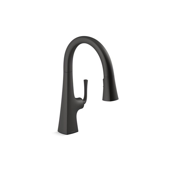 KOHLER Graze Pull-Down Black Kitchen Sink Faucet with Three-Function Sprayhead