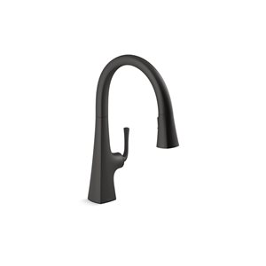 KOHLER Graze Black Pull-Down Kitchen Sink Faucet with Three-Function Sprayhead