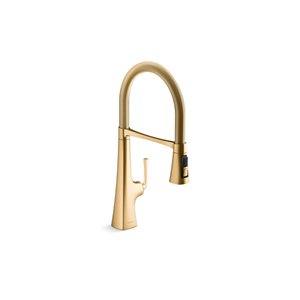 KOHLER Graze Brass Single-Handle Semi-Professional Kitchen Sink Faucet with 21-9/16-in Spout